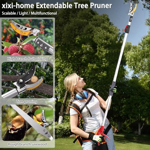 xixi-home 4.6-9.8Ft Cut and Hold Pruners,3 Sections Extendable Tree Trimmer Pruning Shears and Hold Bypass Pruner,Telescoping Fruit Picker Lightweight Tree Trimmers for High Branch Trimming - size: 1.4-3m -1