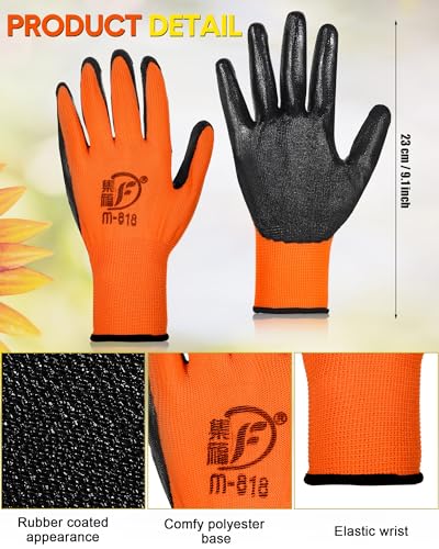 Honeydak 36 Pairs Garden Gloves Bulk for Men Women - color: Orange, Yellow