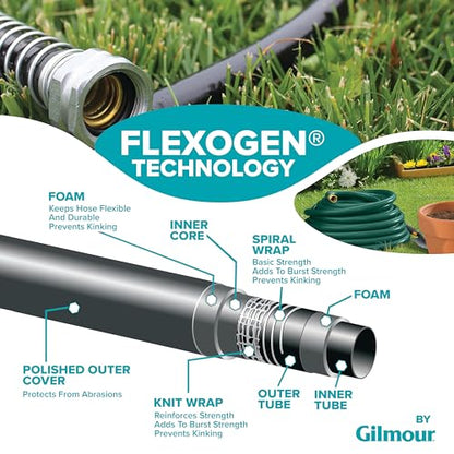 Gilmour 5/8" x 100' Heavy Duty Flexogen Water Hose, Flexible Garden Hose for Vegetable Gardens, Flower Beds, and Lawn Sprinklers, Green, 100 Feet (Pack of 2) - size: 5/8" x 100' (Pack of 2)