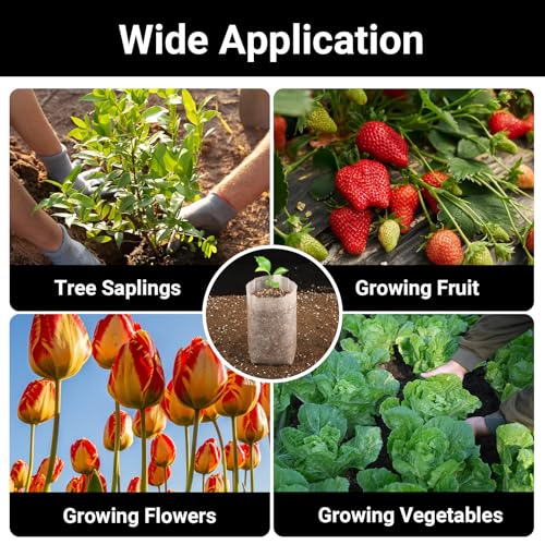 Seedling Grow Bags for Plants Bulk, 6x8 inches Sturdy Non-Woven Nursery Bags, 100PCS Solid Plant Grow Seed Starter Bag, Fabric Seedling Pots Pouches Planting Home Garden Supply - color: White, size: 6.3"x7.8"/Pack of 100