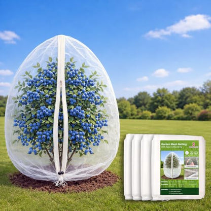 Jevrench 4-Pack 2.6 x 3.6 ft Garden Netting Bags with Zipper and Drawstring - size: 2.6 x 3.6ft – 4 Pack