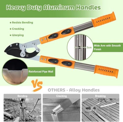 24"-42" Extendable Lopper, Heavy-Duty Tree Trimmer with SK5 Steel Blade, Telescopic Branch Cutter for 1.8" Thick Branches