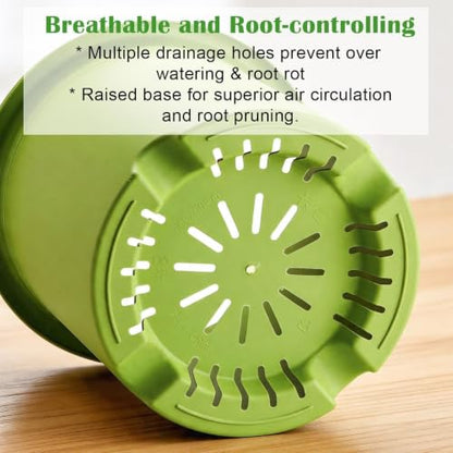 4-Pack 16 inch Large Deep Planters for Outdoor Plants, Heavy-Duty Plant Pot - color: Light Green