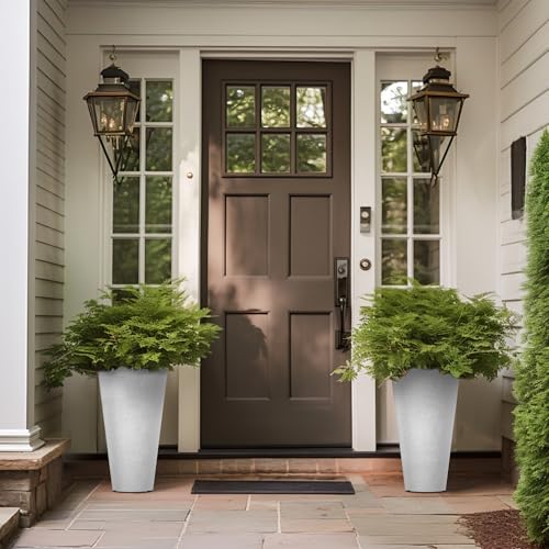 Kante Set of 2 White Plastic Round Planters 18" Tall Home & Outdoor - color: White, size: 18" H