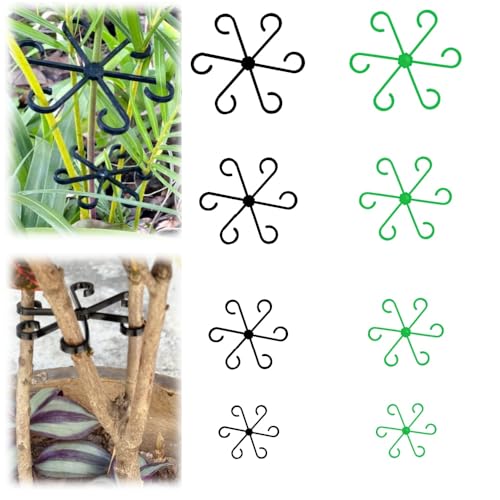 8 PCS Plant Stem Support, Plant Stakes for Indoor Plants Plant Clips for Climbing Plants, Plastic Monstera Plant Support Accessories for Potted Indoor Plant in Various Growth Stage(4 Sizes, 2 Colors)
