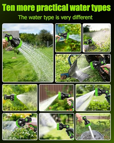 Hose Sprayer Nozzle Heavy Duty - 10 Spray Patterns Garden Hose Nozzle with Adjustable Flow Control for Watering Plants, Washing Cars,Washing Pets, Thumb Control (Green) - color: Green