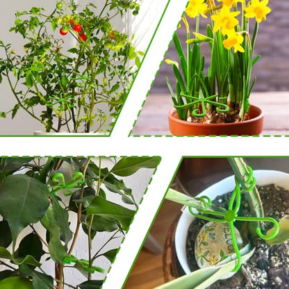 4Pcs Plant Stem Supports,Climbing Houseplant Stakes Holders Reusable Trellis Hook for Indoor Outdoor Plants Flowers Growth,4 Sizes
