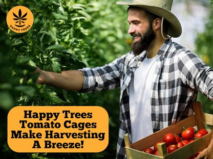 Happy Trees Large Heavy Duty Folding Tomato Cages, 3-Pack, Made in USA - color: Silver
