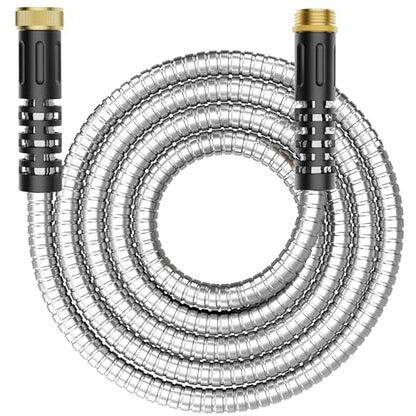 10ft Metal Garden Hose, Water Lead-in Hose Extension, Stainless Steel Hose Extension Adapter for Hose Reel/RV, Drinking RV Water Hose, Reel Extender for Yard, Female to Female, Durable - size: 10 FT