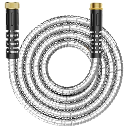 10ft Metal Garden Hose, Water Lead-in Hose Extension, Stainless Steel Hose Extension Adapter for Hose Reel/RV, Drinking RV Water Hose, Reel Extender for Yard, Female to Female, Durable - size: 10 FT