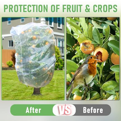 Fruit Tree Netting, Plant Mesh Netting for Garden Protection, Blueberry Bush Insect Netting Cover as Garden Pest Barrier from Cicadas, Bug, Bird (10x10 FT, 2Pcs, Zipper & Drawstring Design) - size: 10 X 10FT 2PACK
