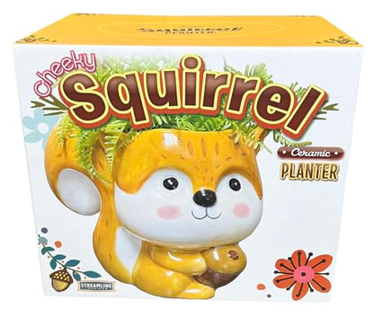 Streamline Imagined Cute Squirrel Planter Pot | Indoor & Outdoor Planter | - color: Squirrel