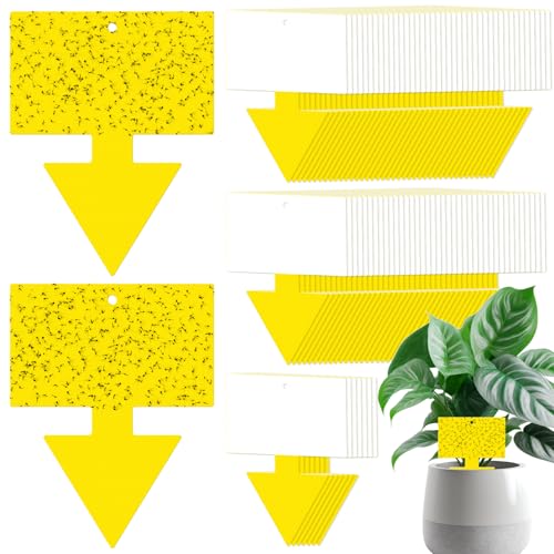 Quality 100 Pcs Yellow Sticky Traps for Plant Gnats, Dual Sided Fly Trap