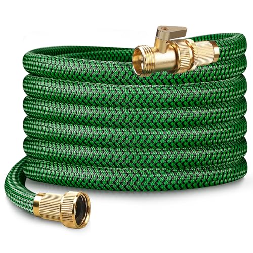 50FT Heavy Duty Garden Hose, Non-Expandable Flexible Kink-Resistant Water Hose, High-Density Fabric, Leak-Proof Metal Connector for Patio Lawn Car Wash - size: 50FT