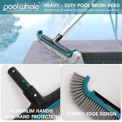 Swimming Pool Cleaning Kit - Pool Skimmer Rake Net with Pole and Brush Head