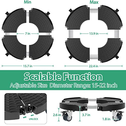 VANCASTLE Plant Caddy with Lockable Wheels 15-22'' Adjustable Plant Stand - color: Black, size: 2