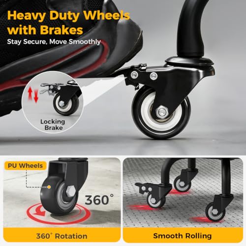 Rolling Shop Stool with Wheels,Mechanics Garage Work Stool,Dark - color: Dark
