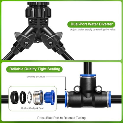 Thiswing 100 FT 360° Adjustable Irrigation System with Stake Holders - size: 100FT
