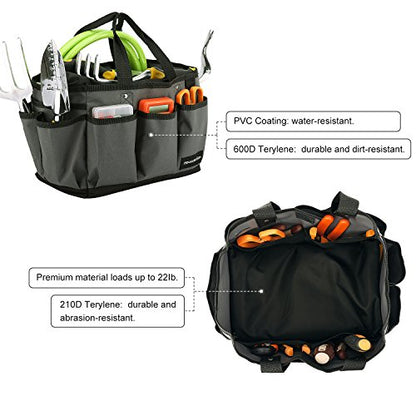 Housolution 14 Inch Gardening Tote Bag, Garden Tool Storage Bag, Gray+Black - color: Gray & Black, size: 14 Inch