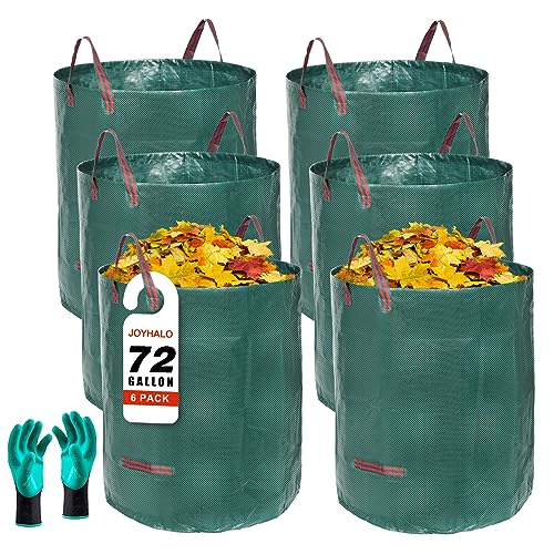 72 Gallon 6 Pack Leaf Bags Reusable for Lawn & Garden - color: Green-72 Gallons