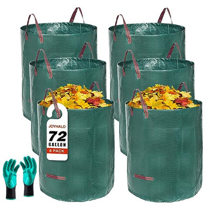 72 Gallon 6 Pack Leaf Bags Reusable for Lawn & Garden - color: Green-72 Gallons