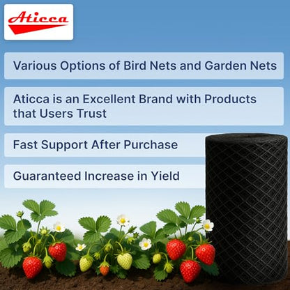 ATICCA 7.5 x 100 FT Heavy Duty Bird Netting for Garden, 10 Stakes, Black - size: 7.5x100 Bird Netting