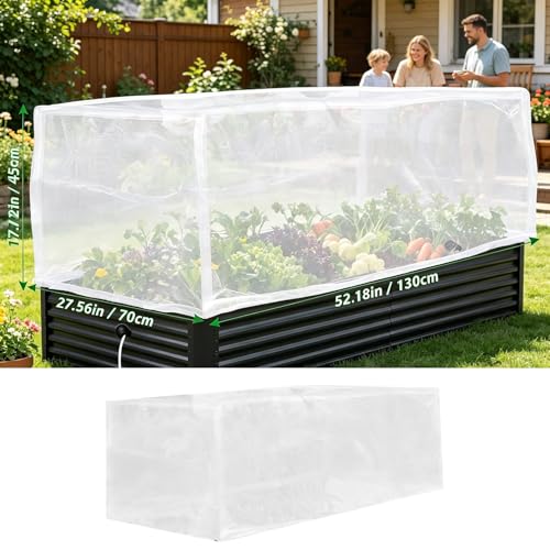 Garden Netting for Raised Bed Cover, Fine Mesh Insect Barrier Netting with Drawstring, Plant Protection for Vegetables & Fruits, 51x31 Inch White