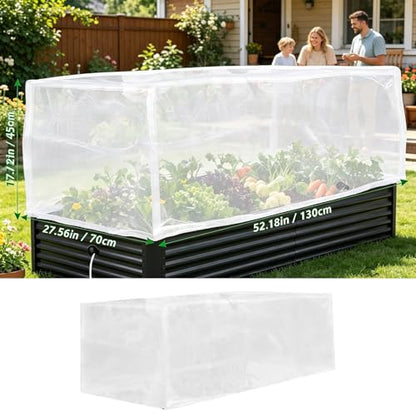 Garden Netting for Raised Bed Cover, Fine Mesh Insect Barrier Netting with Drawstring, Plant Protection for Vegetables & Fruits, 51x31 Inch White