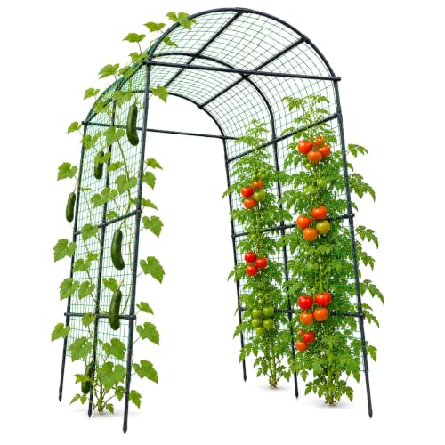 FOLLOOK Garden Arch Trellis for Climbing Plants Outdoor, 7.8 ft, Black - size: 43.3" x 70.8" x 82.6"