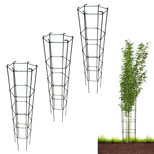 46 Inch Height 3PCS PVC Green Hexagon Folding Tomato Cage,Climbing Plant Support Tower Vegetable Stake Trellis - size: 46in Hex-PVC Green-3Pack