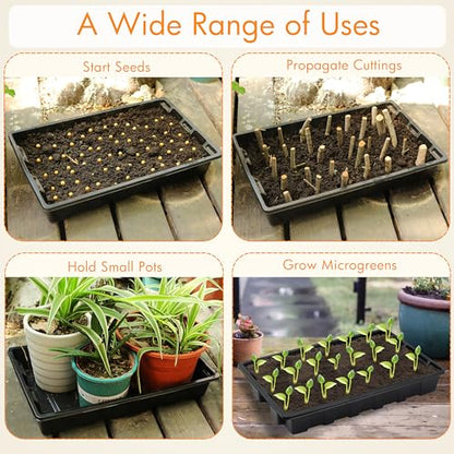 Gardzen 10 Pack Seed Trays Reusable Plant Grow Trays - size: 14.5L x 9W x 1.8H