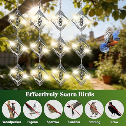 CHONOVO 12 Discs 4 Set Bird Deterrents for Outside, Wolf Wind Spinner - size: Wolf (12 Discs 4 Pcs)
