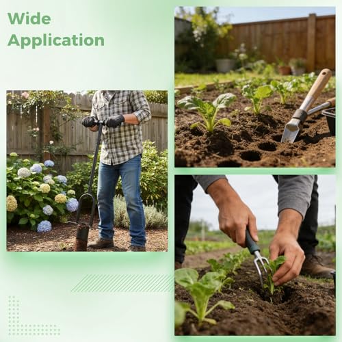 OMISTAR Bulb Planter Tool, Carbon Steel Grass Plugger with Long Handle, Heavy Duty Sod Plugger Garden Tool with Middle Pedal for Grass Plug, Digging Holes, Repair of Turf