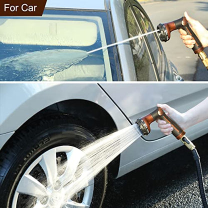 FANHAO Heavy Duty Garden Hose Nozzle, Metal Hose Sprayer Easy Thumb Control - color: Brown