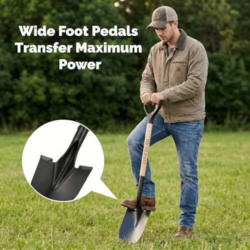 Shovel for Digging Round Point Garden 41 Inch D-Handle Wooden Handle