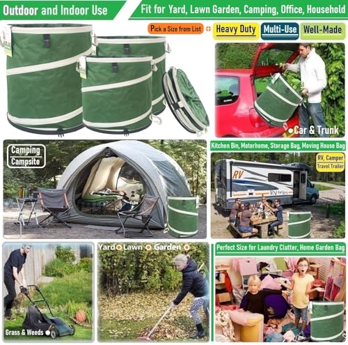 16 Gallon and 24 Gallon Collapsible Trash Can Solid Bottom for Pop-Up Trash Can,Recycling Bin,RV Camping Waste Bin,Laundry Hamper,Yard Waste Bag,Garden Debris Bag,Lawn Grass,Yard Weeds Bags,Leaf Bags - color: 16 Gal+24 Gal Green