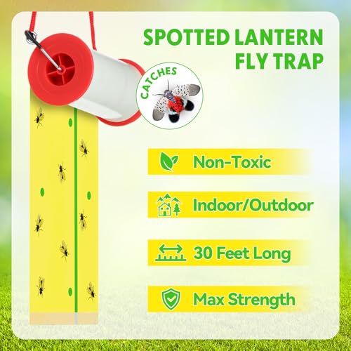 10 Rolls Sticky Fly Trap 30 ft Each, Fluorescent Yellow, Green Lines - color: Fluorescent Yellow with Green Lines