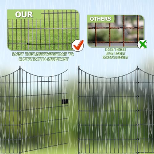 10‑Panel No‑Dig Garden Fence with Gate, 40" H x 23.6'L Outdoor Dog Barrier - size: 10pc 23.6 ft(L) X 40 in(H)with Gate-Concave