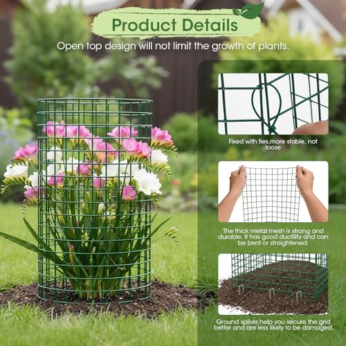 18PCS Plant Protectors from Animals, 13"x13" Metal Plant Cages for Outdoor Plants, Reusable Plant Covers from Animals, Garden Cloche & Chicken Wire Cloche for Vegetables, Flowers, Seedlings