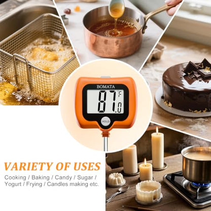 BOMATA Digital Candy Thermometer with Pot Clip, Deep Fry Oil Thermometer - color: Orange