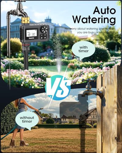 2-Packs Water Timer for Outdoor Garden Hose, Hose Timer with Rain Delay/Manual Mode, Automatic Drip Irrigation Controller System for Lawn Yard Garden Watering - color: Black, size: 1 Outlet - 2Pcs