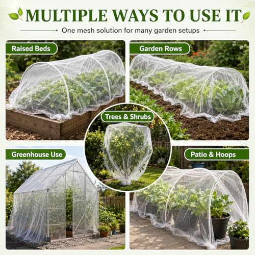10 ft x 50 ft Garden Mesh Netting,Ultra Fine Plant netting for garden protection, garden netting for raised beds Vegetables,Bird Insect Nettings for Gardening, Blueberry Bush Strawberry Nettings Cover - size: 10 ft x 50 ft