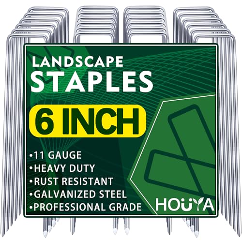 50 PCS Landscape Staples 6 Inch Galvanized Garden Stakes Garden Staples Pins Anti-Rust Ground Stakes for Weed Barrier, Irrigation Hose, Yard Lawn SOD, Landscape Fabric, Decor 6" L x1.2 W 50 pcs - size: 50 Pcs x 6"