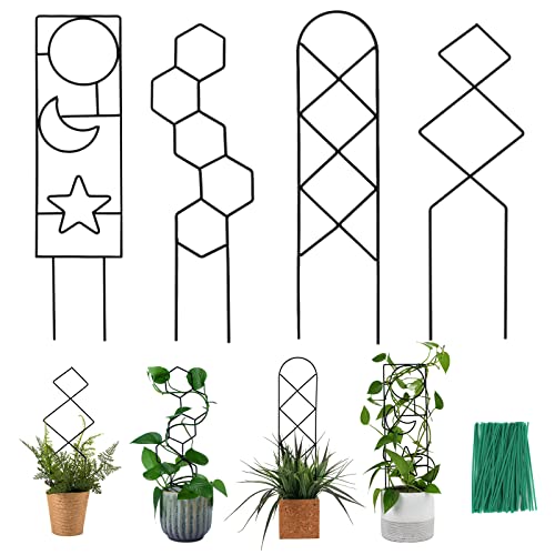 Wellsign 15.94Inch Plant Trellis for Climbing Plants Indoor Outdoor - size: Black-Metal-Trellis02