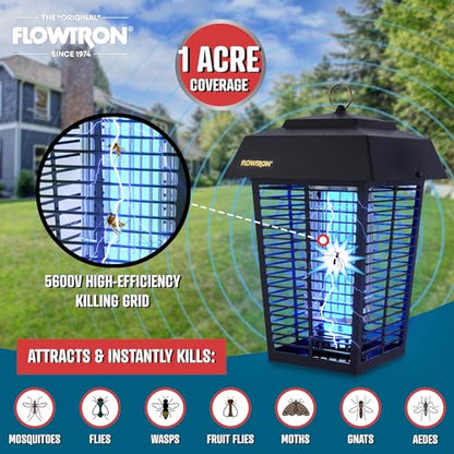 Flowtron Electric Bug Zapper, 1 Acre Outdoor, 40W UV, 5600V Zap, Black - color: Midnight Black