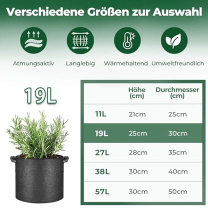T4U Grow Bags 5 Gallon 5 Pack, Fabric Pots for Outdoor Garden Plants - size: 5 Gallon-5 Packs