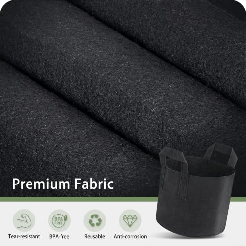 GreatBuddy Grow Bags 5 Gallon 6-Pack, Heavy Duty Fabric Grow Bags with Handles for Vegetables, Herbs, and Tomatoes, Fabric Pots & Planting Bags for Outdoor Home Gardening - size: 5 Gal