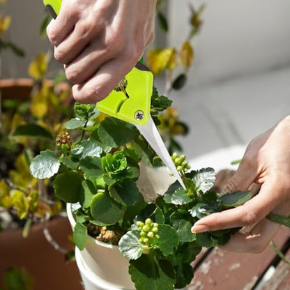 Green Micro Tip Garden Shears for Precise Trimming - Lightweight, Stainless Steel Hand Pruners, Flower Trimmers, and Bonsai Snippers