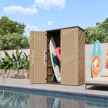 Aoxun Outdoor Storage Shed with Floor, 64 Cu.Ft Outdoor Storage Cabinet - size: 64 Cu.Ft w/No Shelves