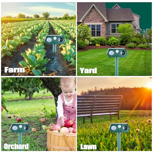 Cat Repellent Outdoor,Solar Animal Repellent Outdoor, Deer, Squirrel, Mouse Ultrasonic Repellent Etc,Devices Motion Detection Waterproof with LED Flash Lights for Yard Farm Garden (4)